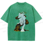 Unisex Panther With Blue Eyes Printed Washed Tee