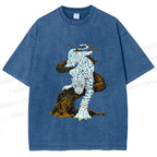Unisex Panther With Blue Eyes Printed Washed Tee
