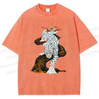 Unisex Panther With Blue Eyes Printed Washed Tee