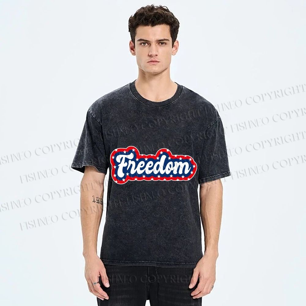 Unisex Independence Day Printed Washed Tee