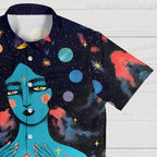 Blue Goddess Printed Hawaiian Shirt