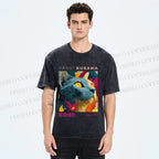 Unisex Yayoi Kusama Cat Printed Washed Tee