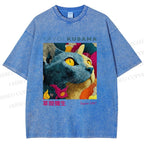 Unisex Yayoi Kusama Cat Printed Washed Tee