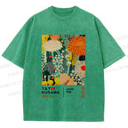 Unisex Yayoi Kusama Flower Printed Washed Tee