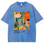 Unisex Yayoi Kusama Flower Printed Washed Tee