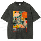 Unisex Yayoi Kusama Flower Printed Washed Tee