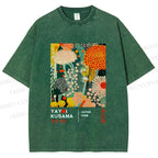 Unisex Yayoi Kusama Flower Printed Washed Tee
