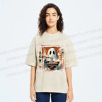 Unisex Ghost Ramen Noodles Printed Washed Tee