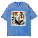 Unisex Ghost Ramen Noodles Printed Washed Tee