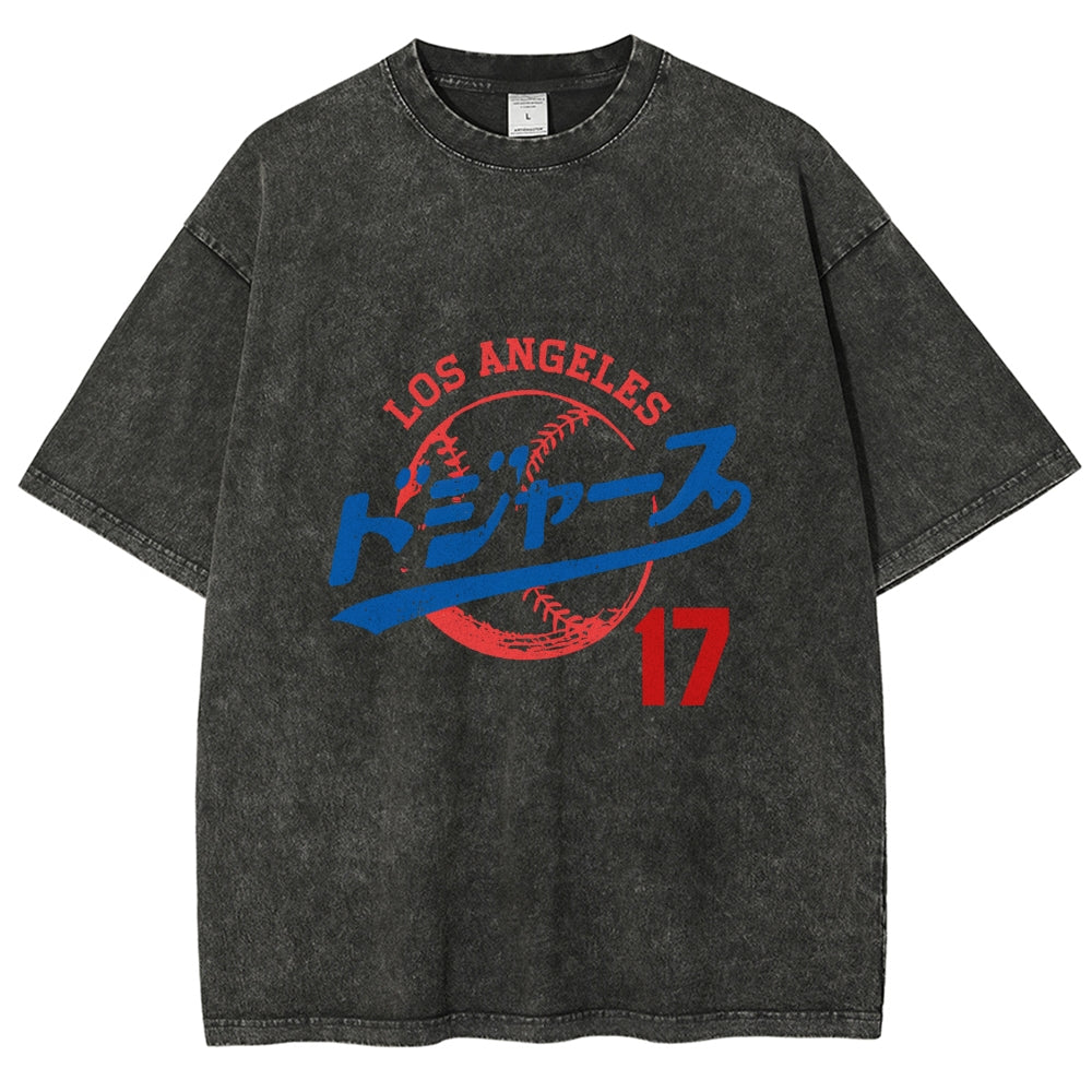 Los Angeles Dodgers japanese design Washed T-Shirt