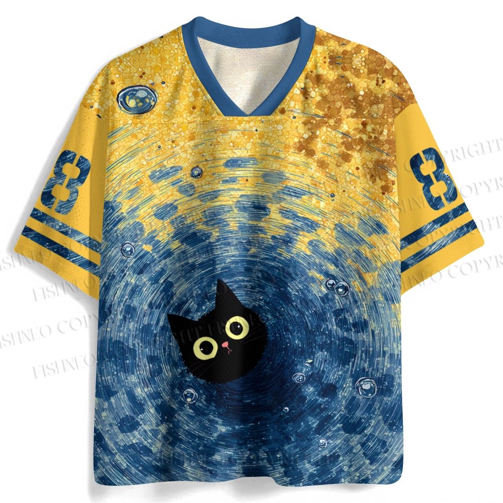 Black Cat in Water Jersey Shirts