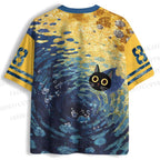 Black Cat in Water Jersey Shirts
