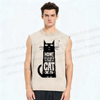 Unisex Home Is Where The Cat Is Printed Washed Tank Top