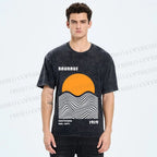 Unisex Bauhaus Sunset Printed Washed Tee