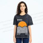 Unisex Bauhaus Sunset Printed Washed Tee