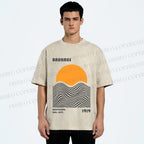 Unisex Bauhaus Sunset Printed Washed Tee