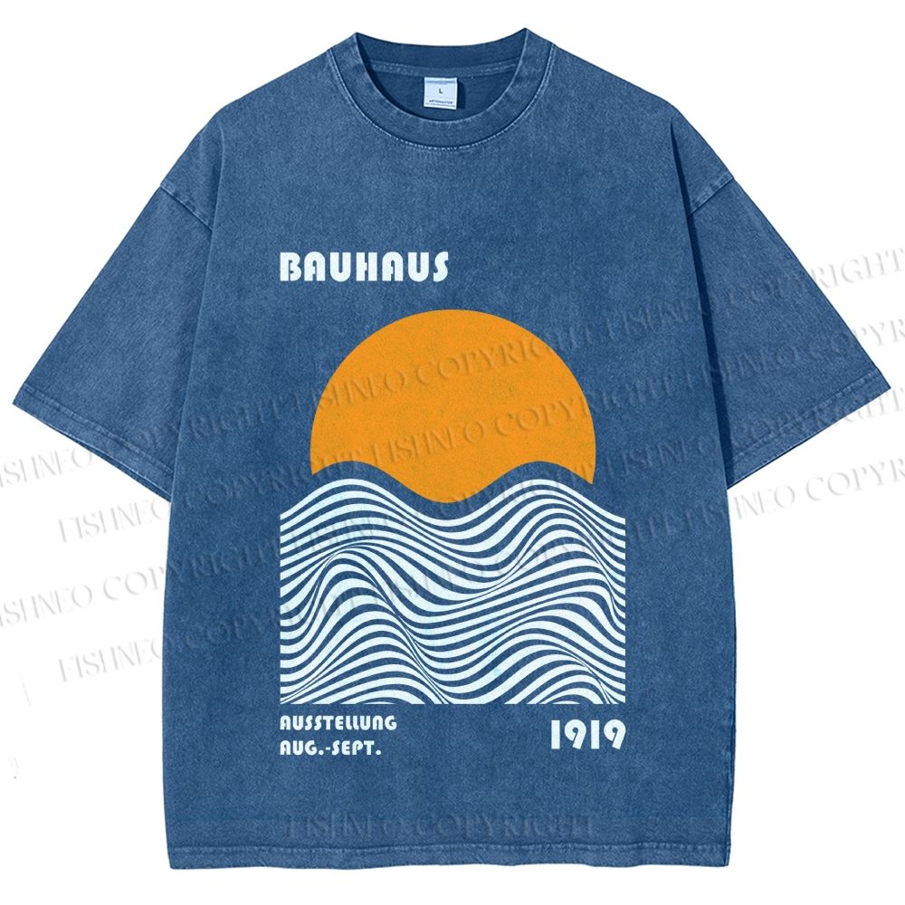 Unisex Bauhaus Sunset Printed Washed Tee