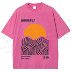 Unisex Bauhaus Sunset Printed Washed Tee