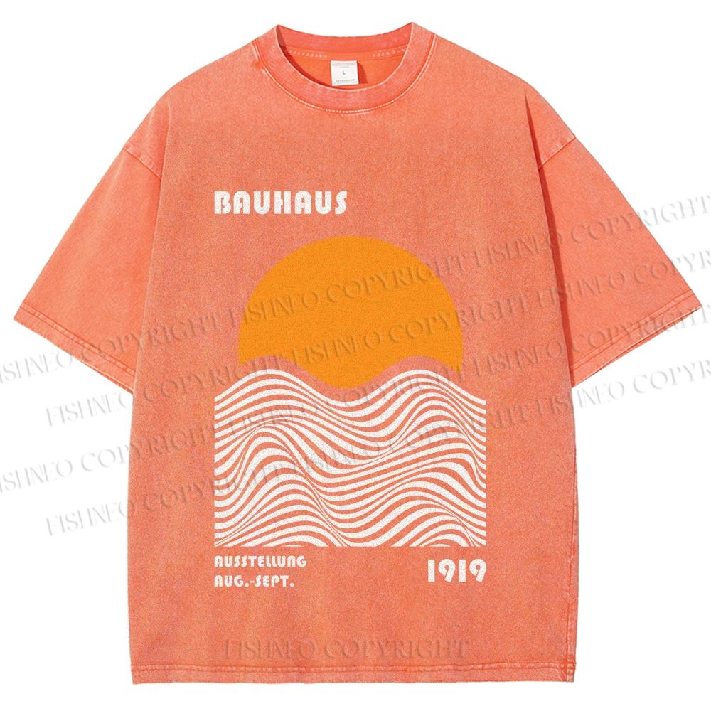 Unisex Bauhaus Sunset Printed Washed Tee