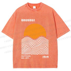 Unisex Bauhaus Sunset Printed Washed Tee