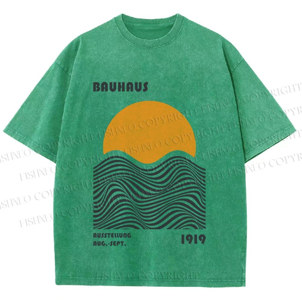 Unisex Bauhaus Sunset Printed Washed Tee