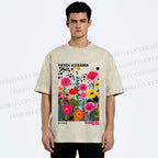Unisex Yayoi Kusama Flower Printed Washed Tee