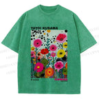 Unisex Yayoi Kusama Flower Printed Washed Tee