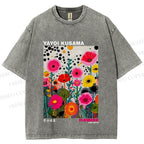 Unisex Yayoi Kusama Flower Printed Washed Tee