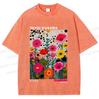 Unisex Yayoi Kusama Flower Printed Washed Tee