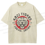 Unisex Japan Tokyo Tiger Printed Washed Tee