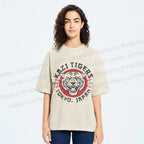 Unisex Japan Tokyo Tiger Printed Washed Tee