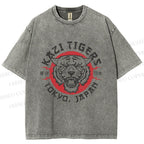 Unisex Japan Tokyo Tiger Printed Washed Tee