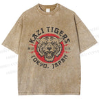 Unisex Japan Tokyo Tiger Printed Washed Tee