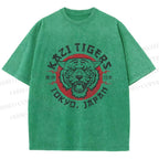 Unisex Japan Tokyo Tiger Printed Washed Tee