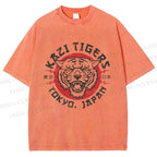 Unisex Japan Tokyo Tiger Printed Washed Tee