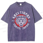 Unisex Japan Tokyo Tiger Printed Washed Tee