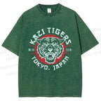 Unisex Japan Tokyo Tiger Printed Washed Tee