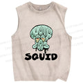 Unisex SpongeBob Squidward Printed Washed Tank Top