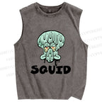 Unisex SpongeBob Squidward Printed Washed Tank Top