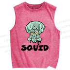 Unisex SpongeBob Squidward Printed Washed Tank Top