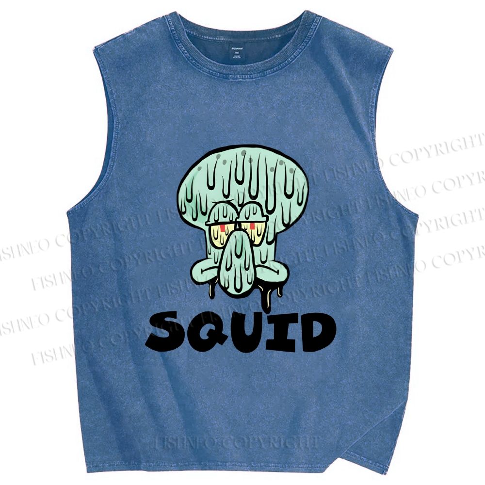 Unisex SpongeBob Squidward Printed Washed Tank Top