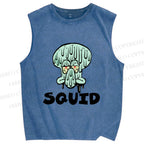 Unisex SpongeBob Squidward Printed Washed Tank Top