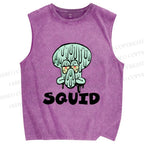 Unisex SpongeBob Squidward Printed Washed Tank Top