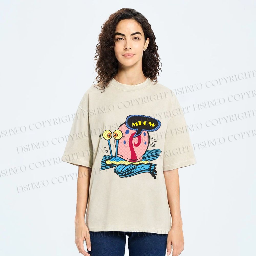 Unisex SpongeBob Gary the Snail Printed Washed Tee