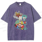 Unisex SpongeBob Squidward and Mr.Krabs Printed Washed Tee