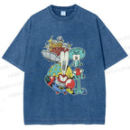 Unisex SpongeBob Squidward and Mr.Krabs Printed Washed Tee