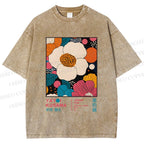 Unisex Yayoi Kusama Flowers Printed Washed Tee