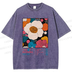 Unisex Yayoi Kusama Flowers Printed Washed Tee