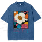 Unisex Yayoi Kusama Flowers Printed Washed Tee
