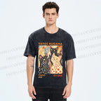 Unisex Yayoi Kusama Cats With Dots Printed Washed Tee